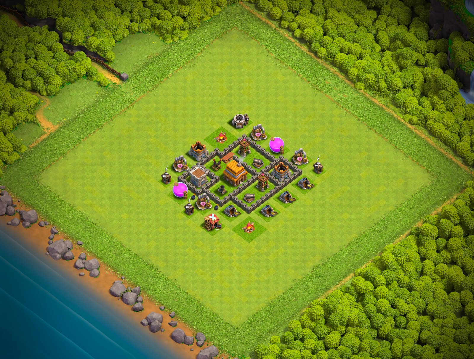 Best Townhall Level 4 Hybrid Base layout with Link - Clash of Clans - Best Anti 3 Stars, anti everything, latest TH4 Hybrid base (#01)