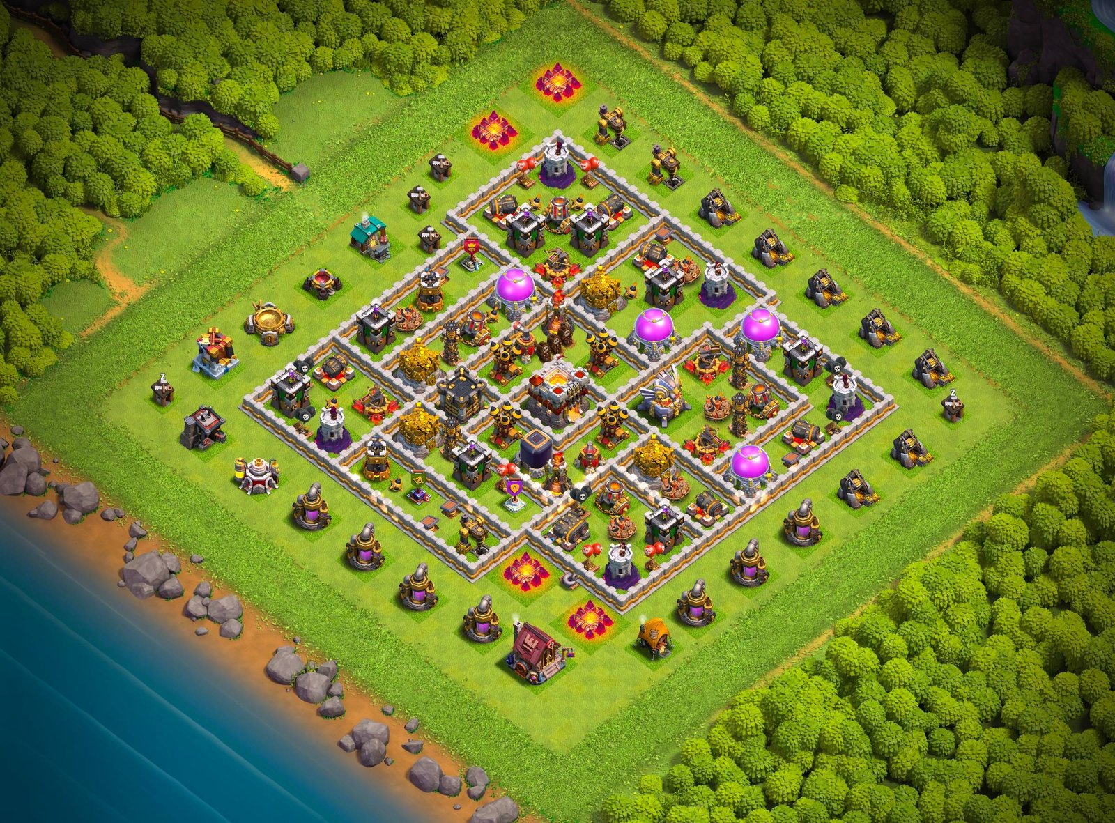 th11 hybrid base layout designed for trophy defense in clash of clans 01 i1