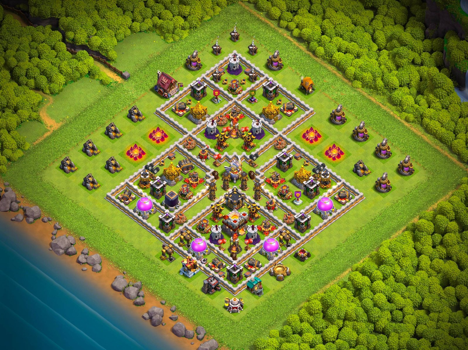 th11 hybrid base layout designed for trophy defense in clash of clans 03 i1