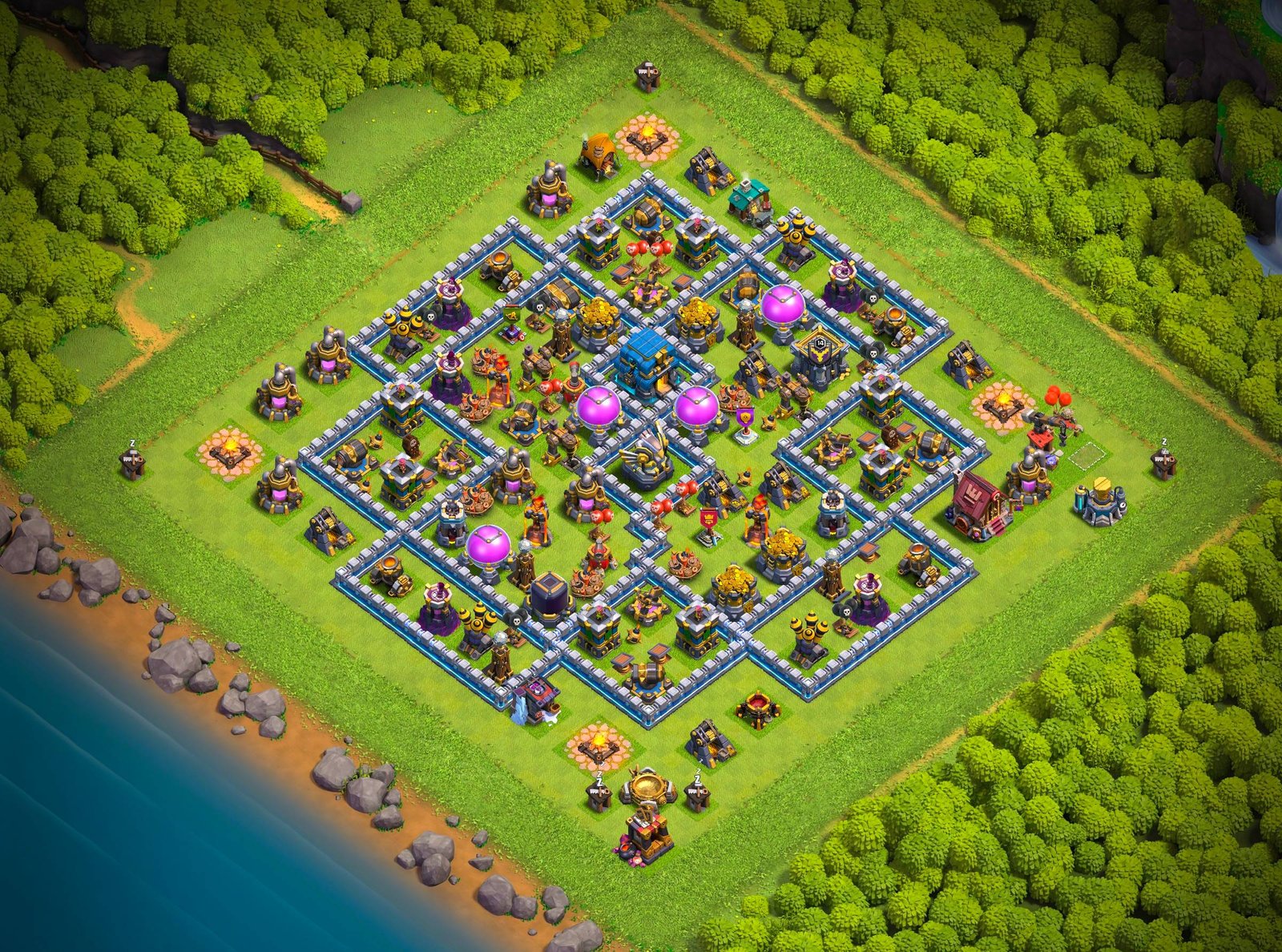 th12 hybrid base layout designed for trophy defense in clash of clans 08 i1