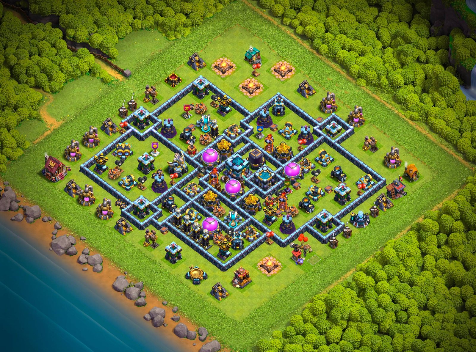 th13 hybrid base layout designed for trophy defense in clash of clans 15 i1