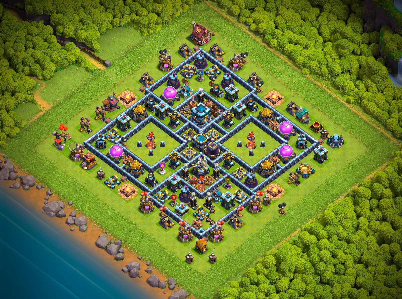 th13 hybrid base layout designed for trophy defense in clash of clans 17 i1