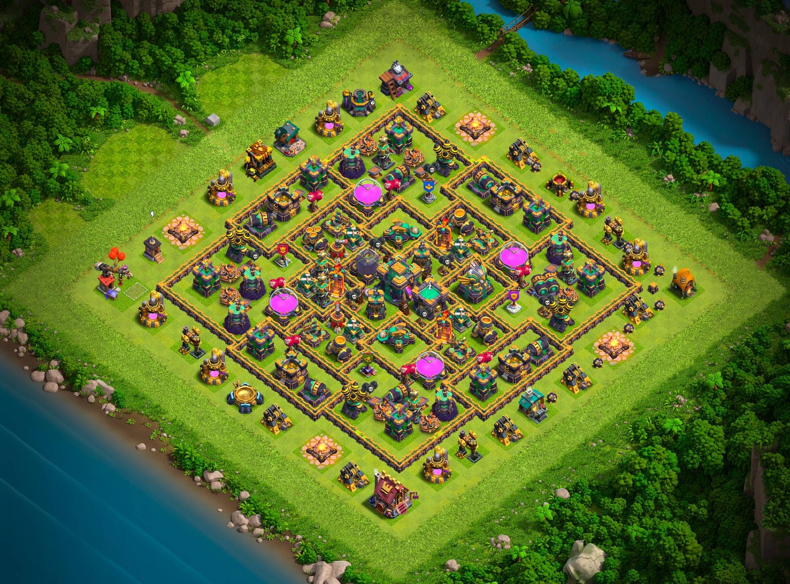 th14 farming base layout designed for loot protection in clash of clans 02 i1