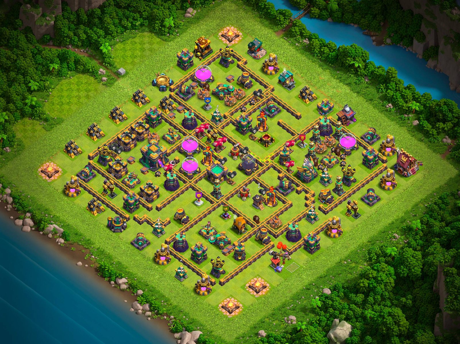 th14 farming base layout designed for loot protection in clash of clans 05 i1