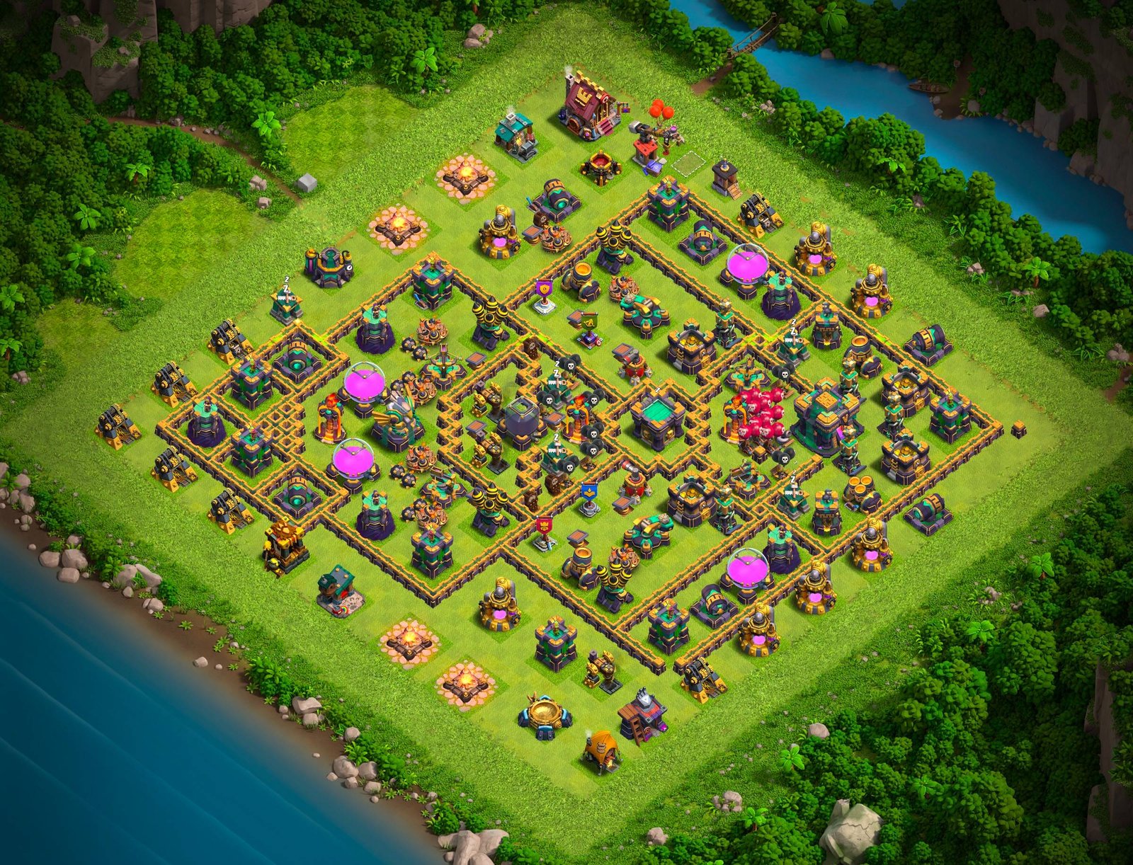 th14 farming base layout designed for loot protection in clash of clans 07 i1