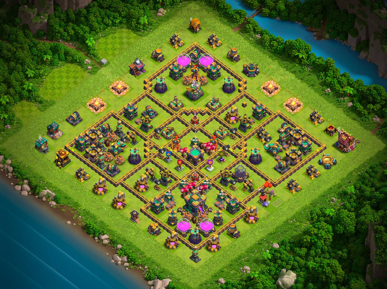 th14 farming base layout designed for loot protection in clash of clans 09 i1