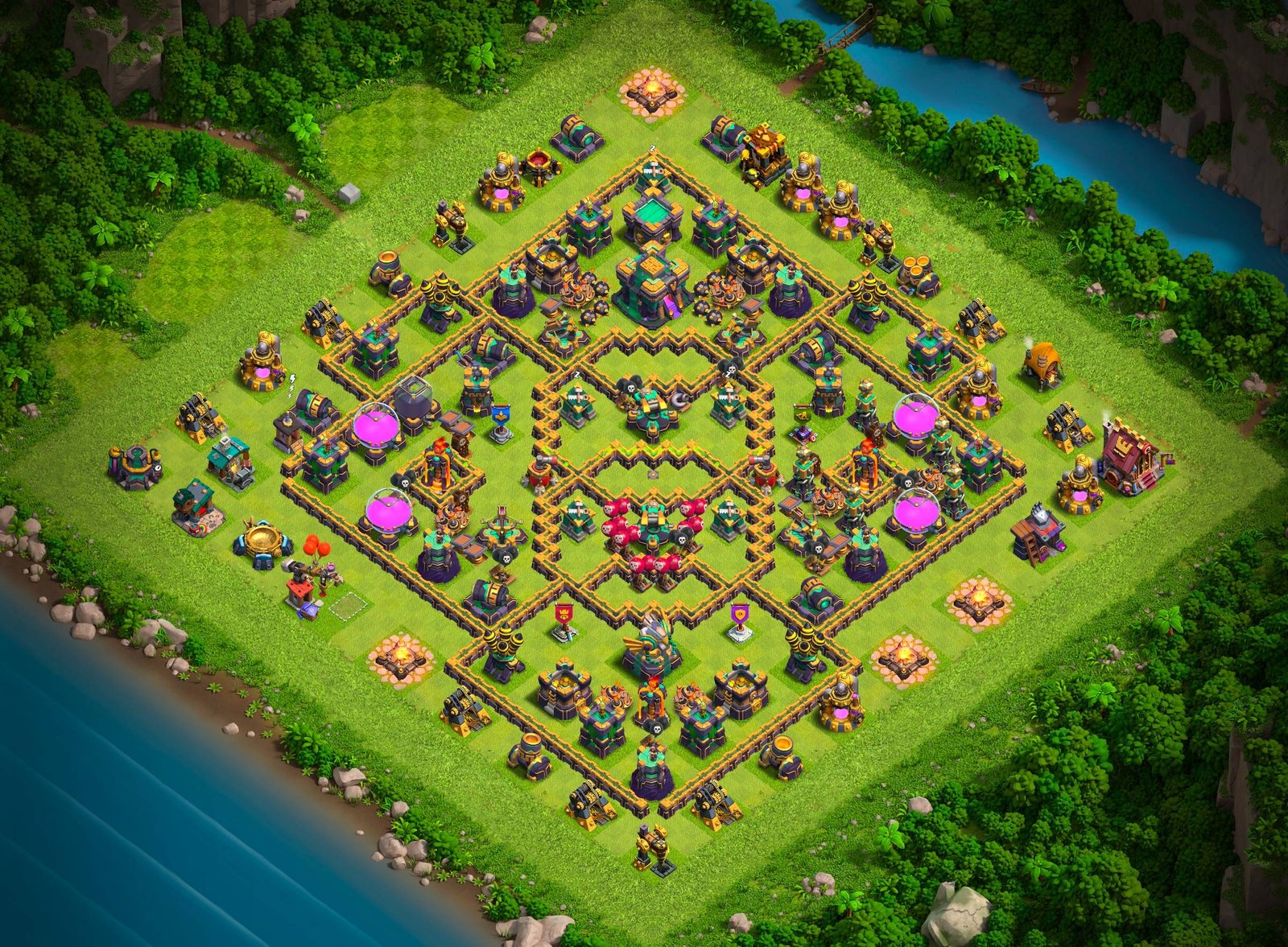 th14 farming base layout designed for loot protection in clash of clans 11 i1