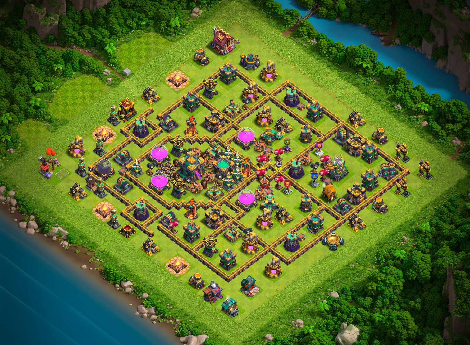 th14 farming base layout designed for loot protection in clash of clans 12 i1