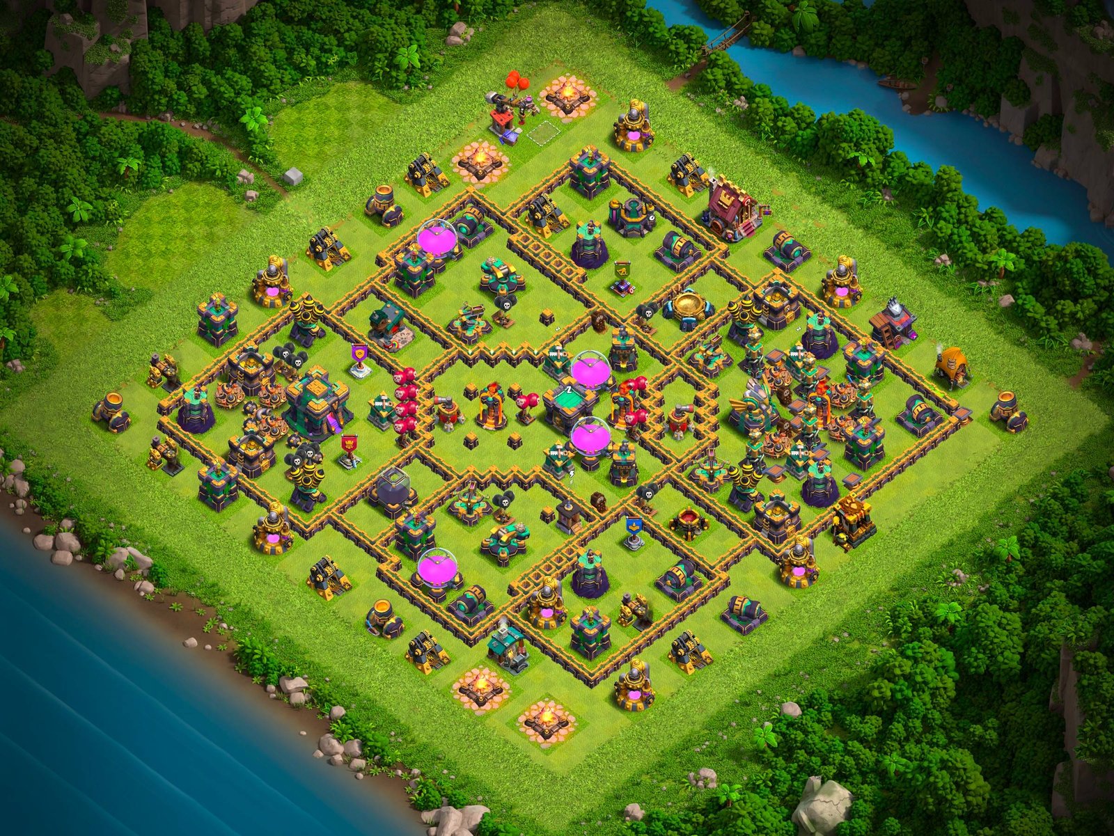 th14 farming base layout designed for loot protection in clash of clans 13 i1