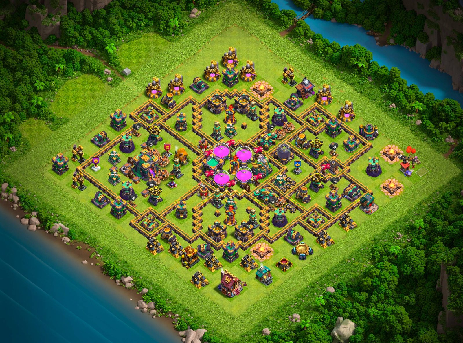 th14 farming base layout designed for loot protection in clash of clans 18 i1