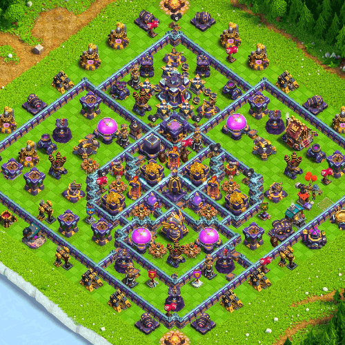 TH15 farming base layout designed for loot protection in Clash of Clans. tiny (#06)