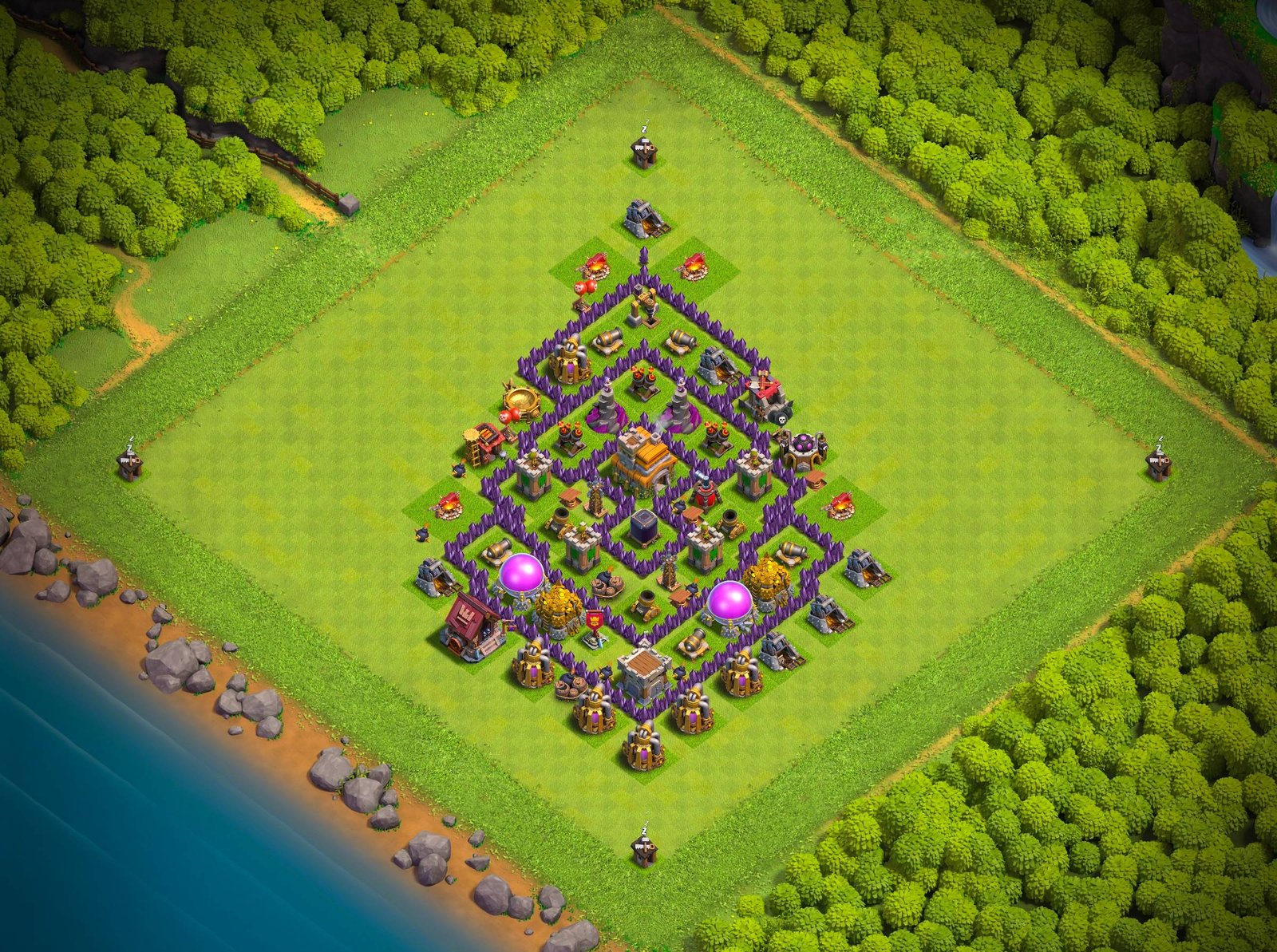 th7 hybrid base layout designed for trophy defense in clash of clans 08 i1