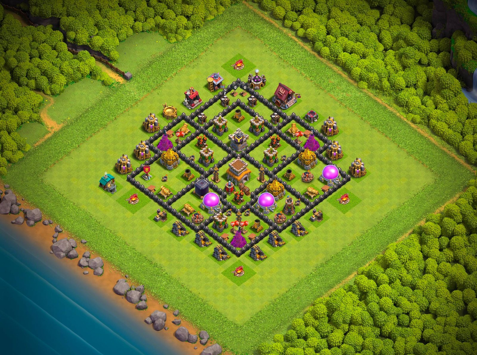 th8 hybrid base layout designed for trophy defense in clash of clans 02 i1