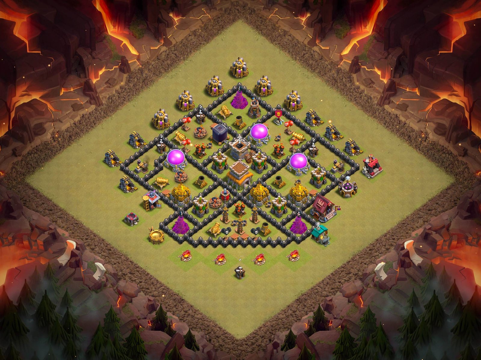 th8 hybrid base layout designed for trophy defense in clash of clans 09 i2