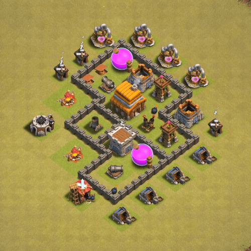 TH4 Anti 3 Star layouts for Clan Wars and CWL. tiny (#04)