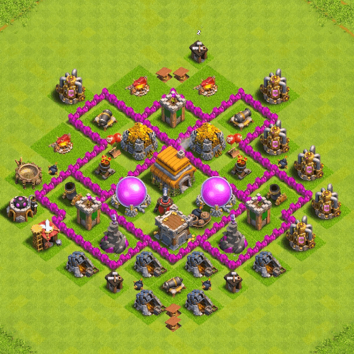 TH6 farming base layout designed for loot protection in Clash of Clans. tiny (#02)