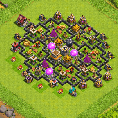 TH8 farming base layout designed for loot protection in Clash of Clans. tiny (#08)