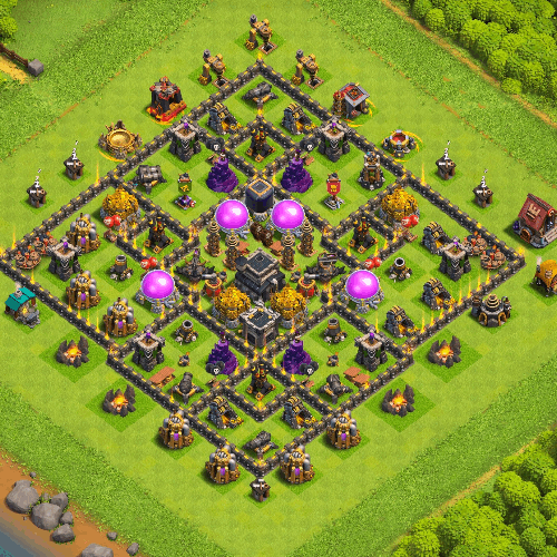 TH9 farming base layout designed for loot protection in Clash of Clans. tiny (#02)