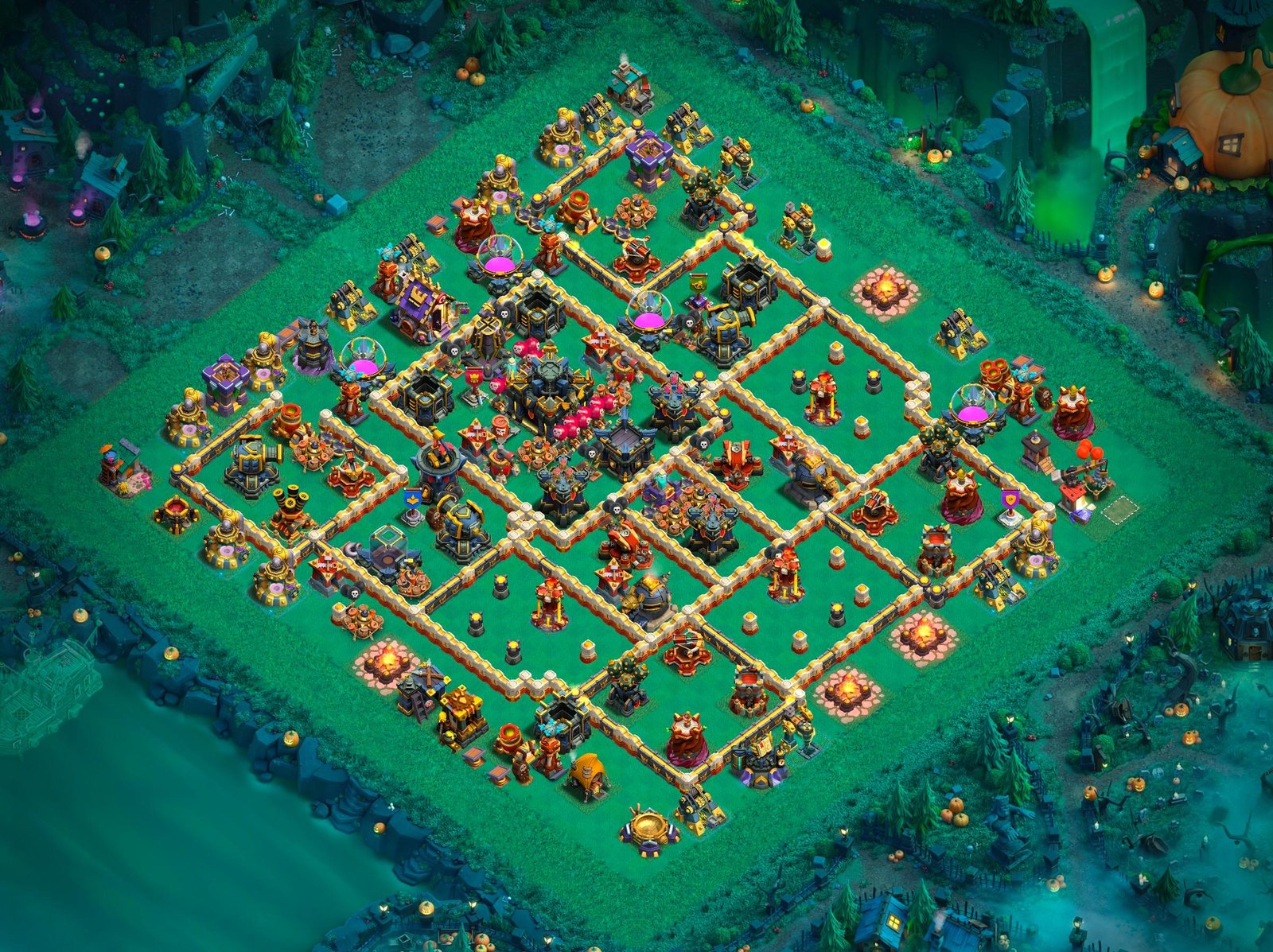 th17 hybrid base layout designed for trophy defense in clash of clans 01 i1