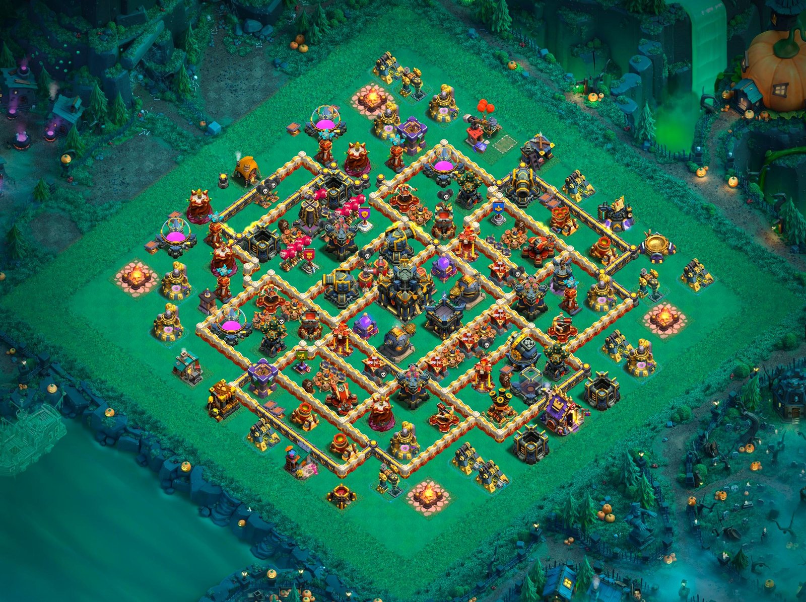 th17 hybrid base layout designed for trophy defense in clash of clans 08 i1