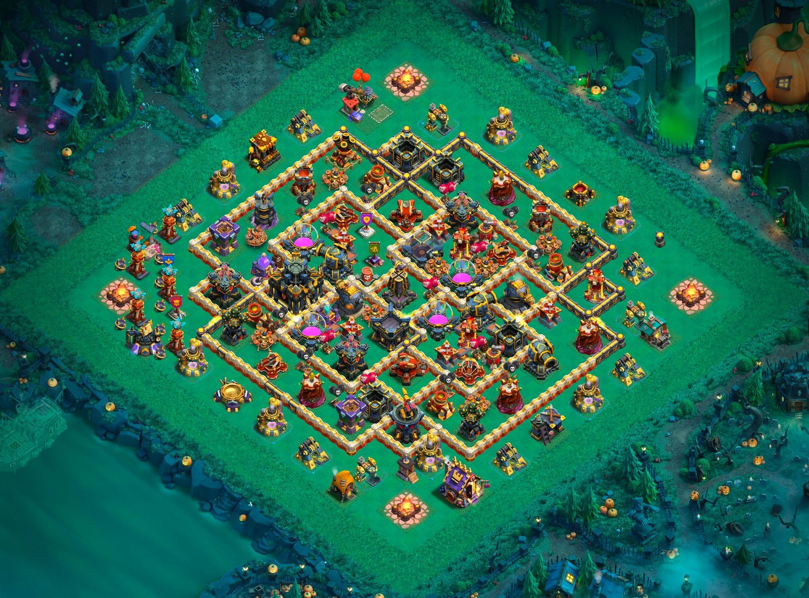th17 hybrid base layout designed for trophy defense in clash of clans 09 i1