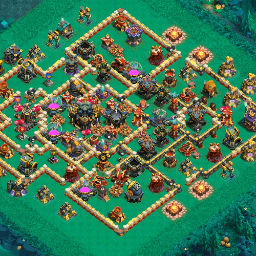 TH17 hybrid base layout designed for trophy defense in Clash of Clans. tiny (#02)