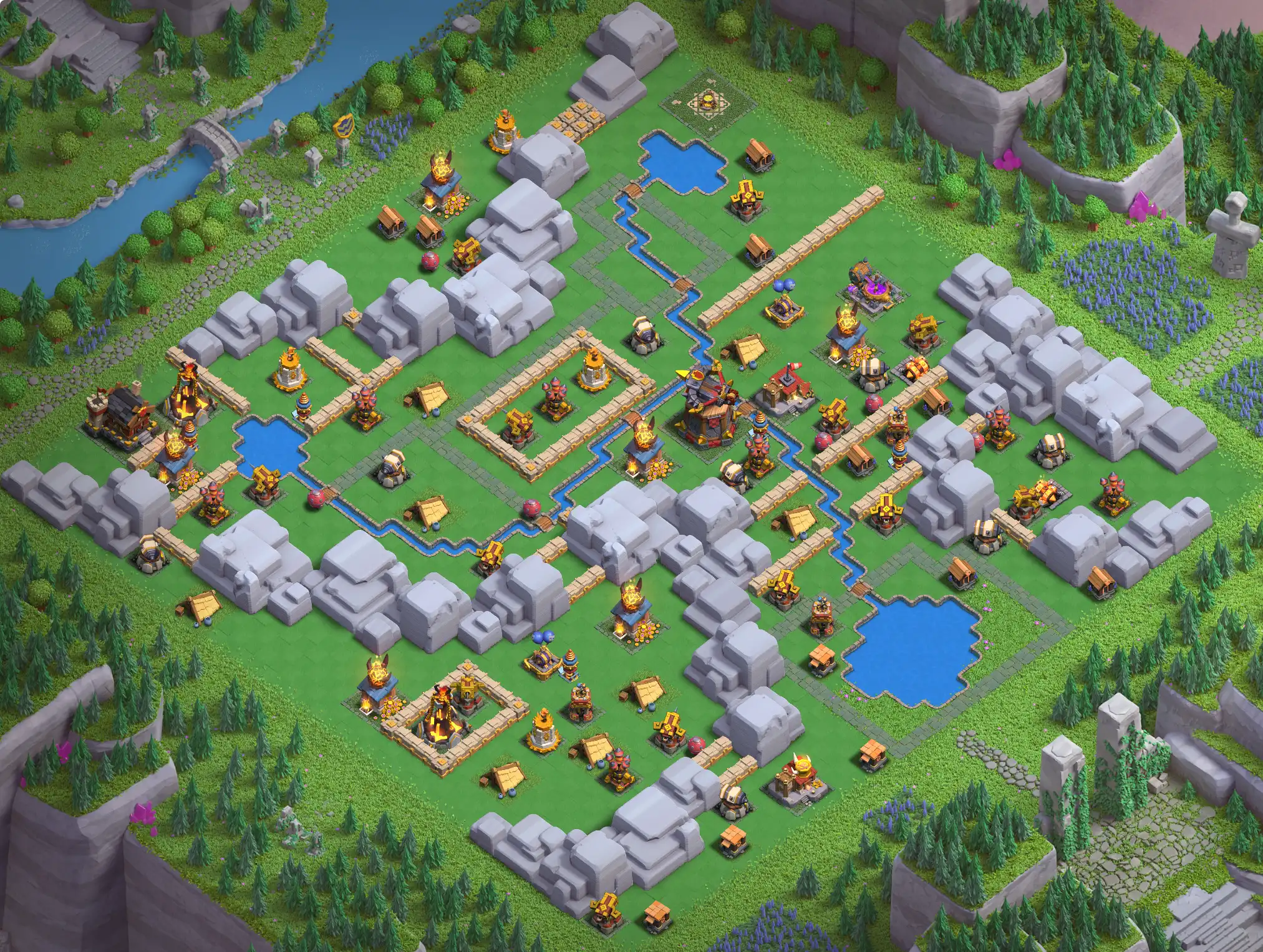 Best Dragon Cliff District Level 5 Base Links for Clan Capital Base no. 3