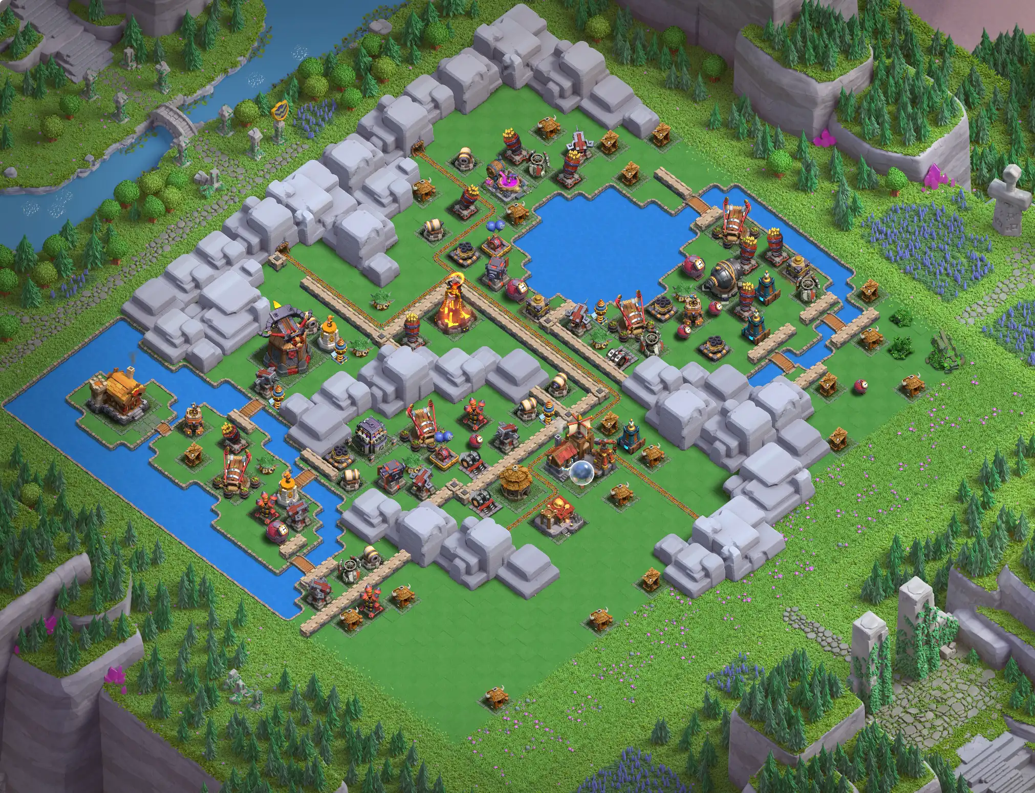 Best Goblin Mines District Level 4 Base Links for Clan Capital Base no. 1