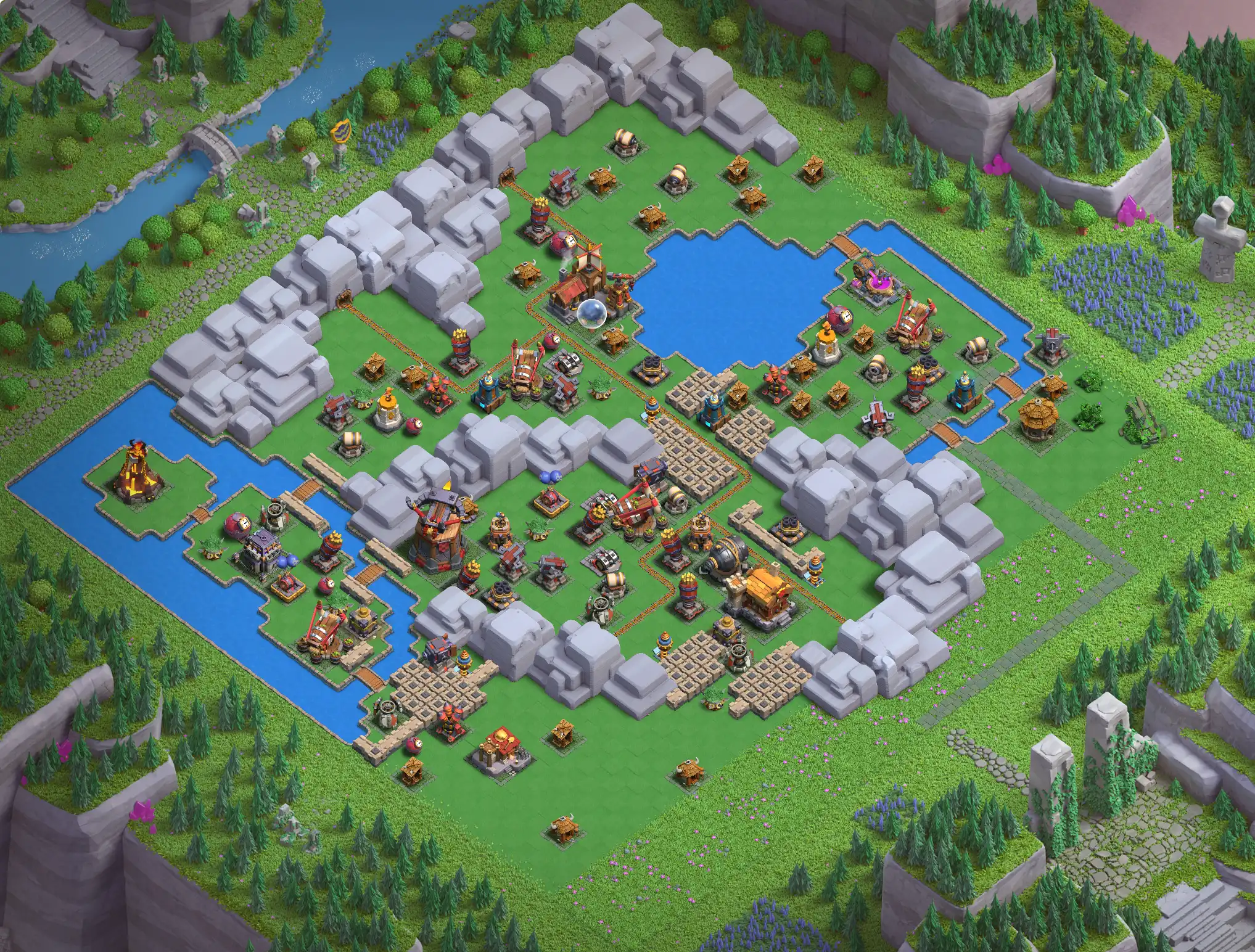 Best Goblin Mines District Level 4 Base Links for Clan Capital Base no. 3