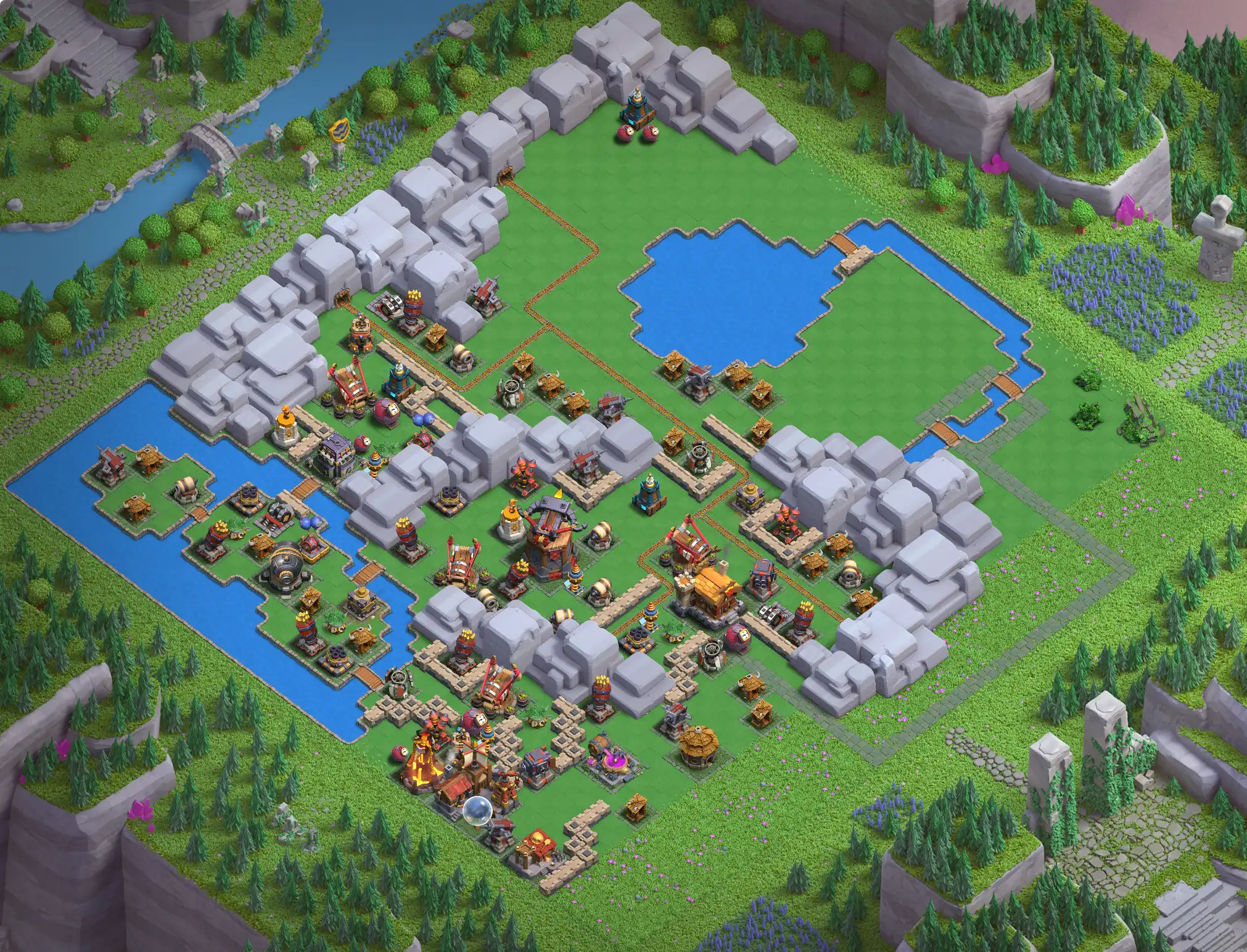 Best Goblin Mines District Level 4 Base Links for Clan Capital Base no. 4