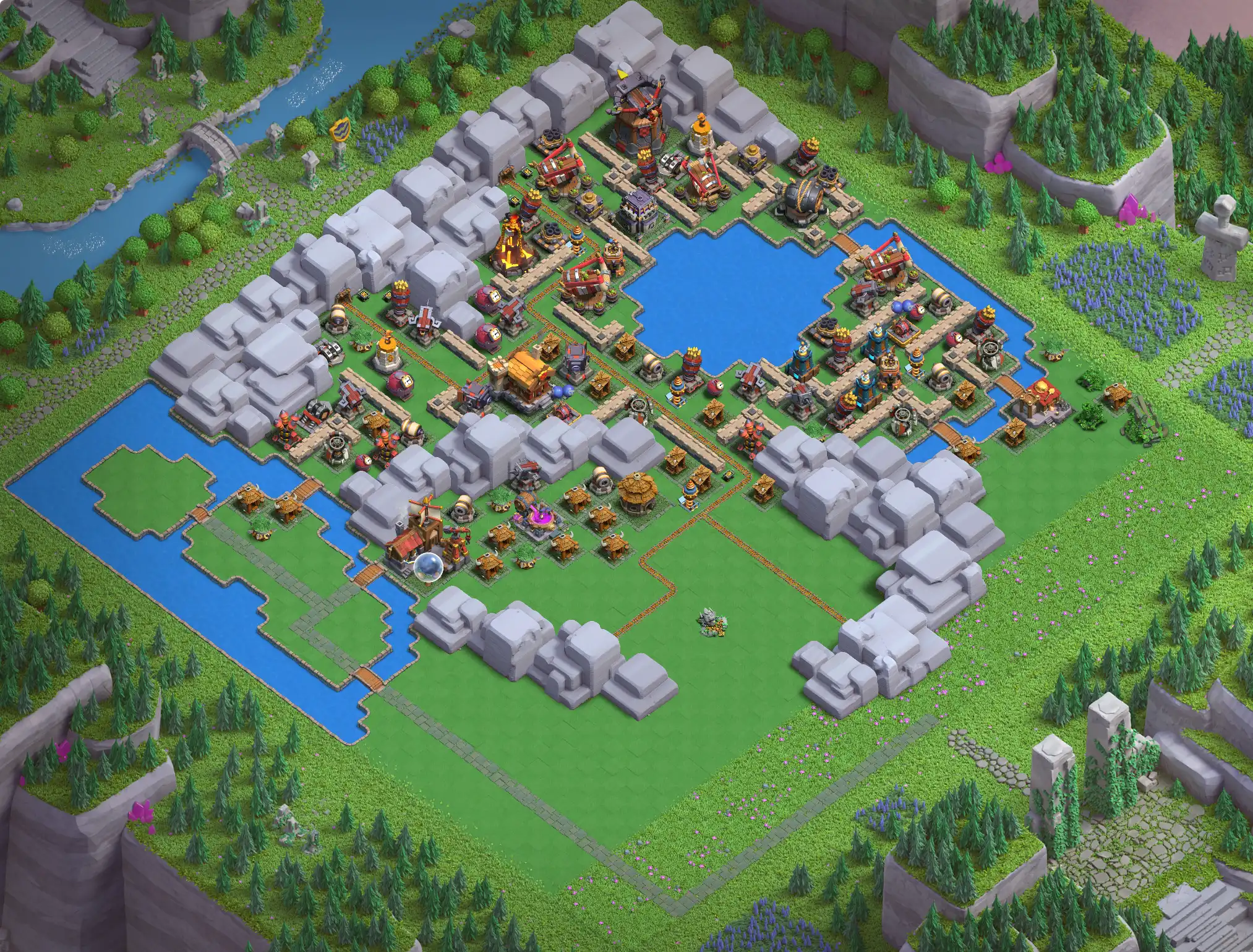 Best Goblin Mines District Level 4 Base Links for Clan Capital Base no. 5