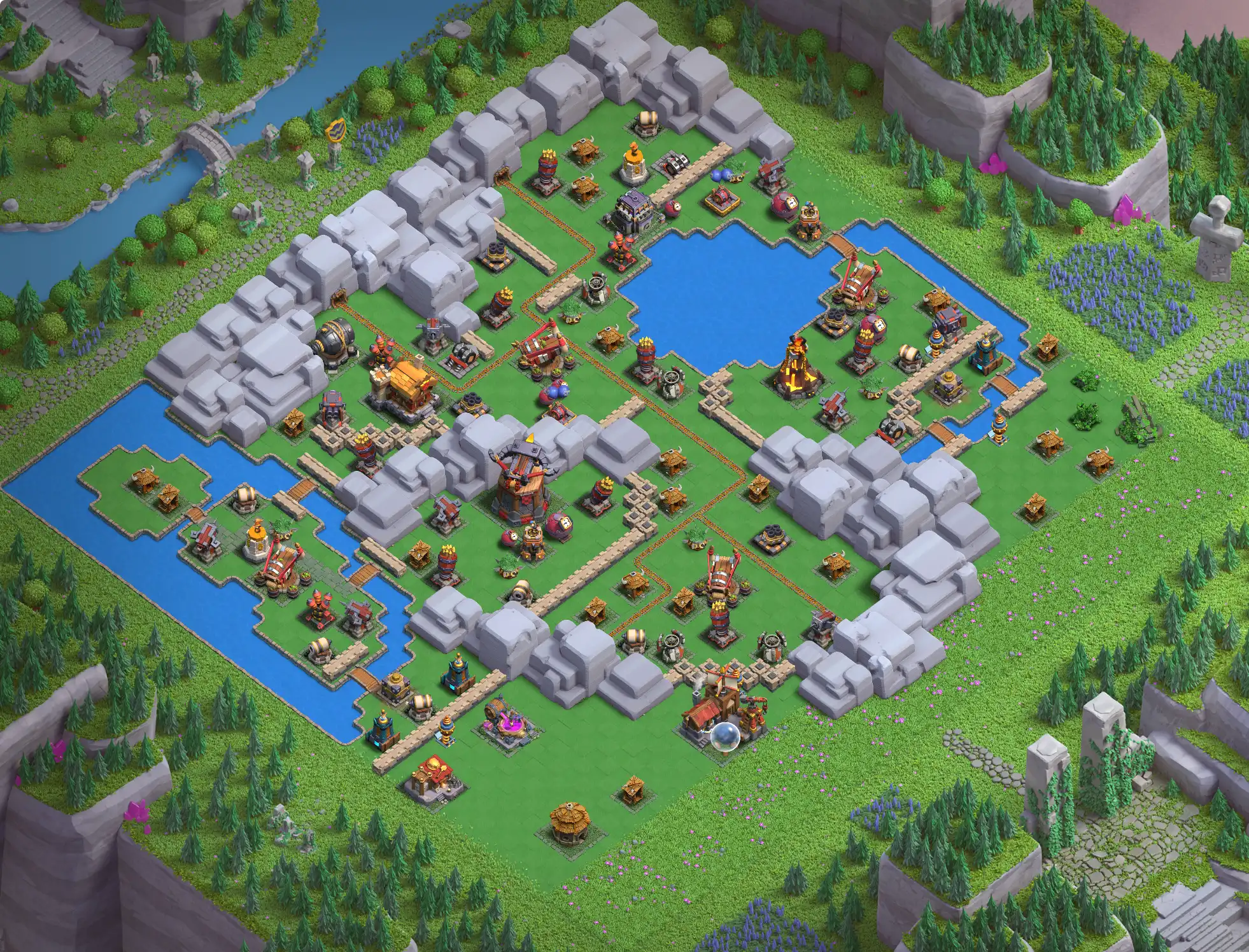 Best Goblin Mines District Level 4 Base Links for Clan Capital Base no. 6
