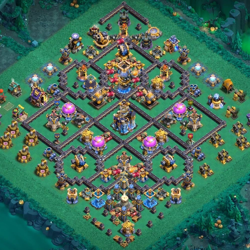 TH18 hybrid base layout featuring the best Town Hall 18 hybrid base design for balanced defense and resource protection Image no. 01-1
