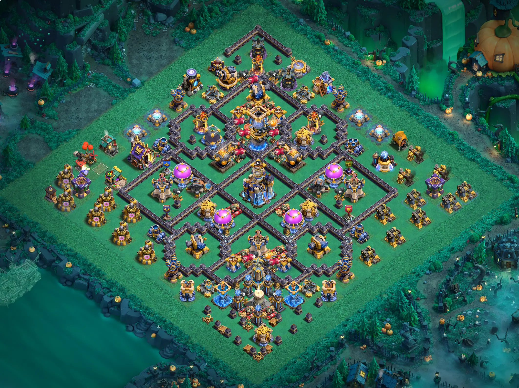 th18 hybrid base layout featuring the best town hall 18 hybrid base design for balanced defense and resource protection image no 01 2