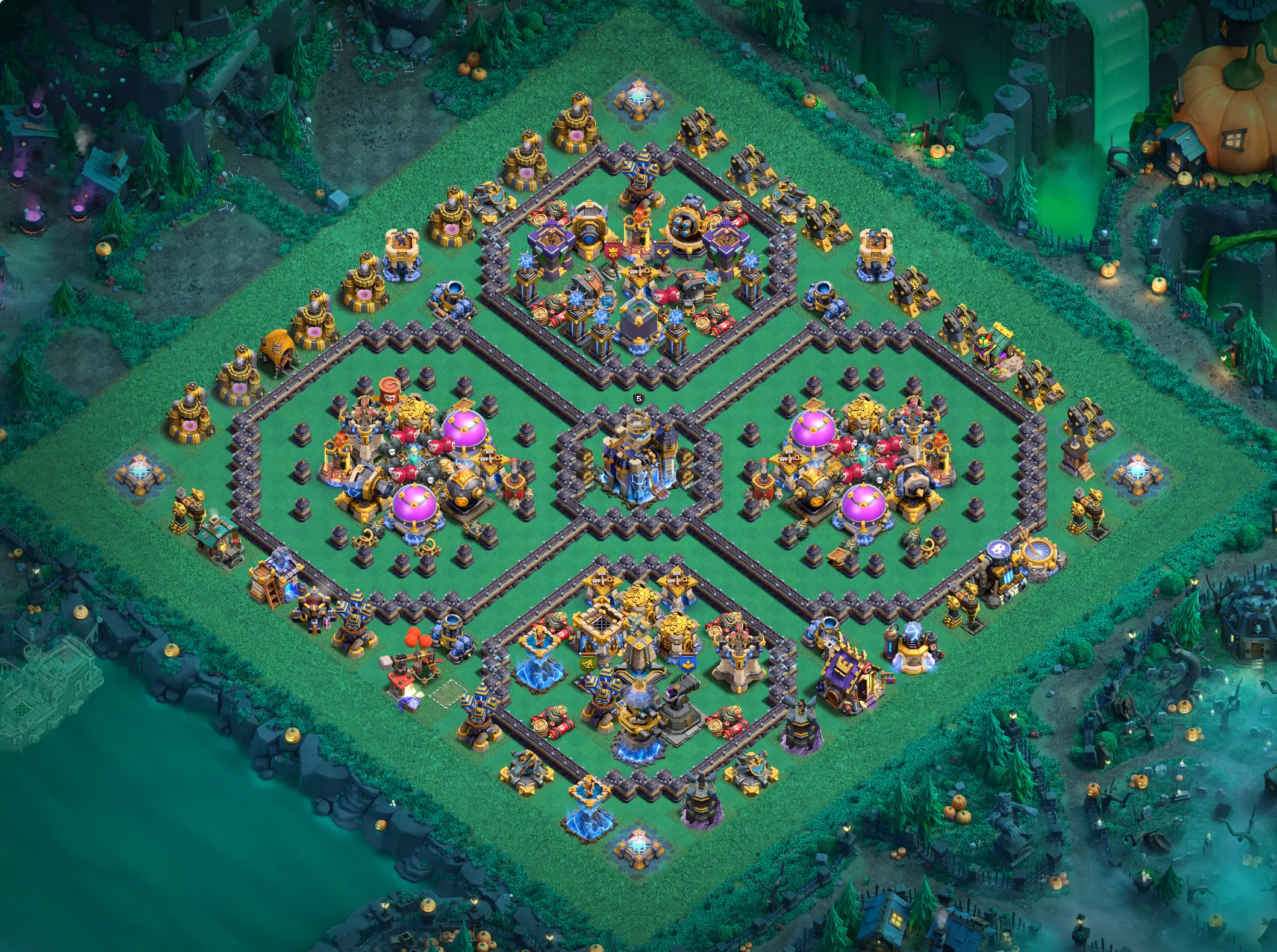 th18 hybrid base layout featuring the best town hall 18 hybrid base design for balanced defense and resource protection image no 02 2