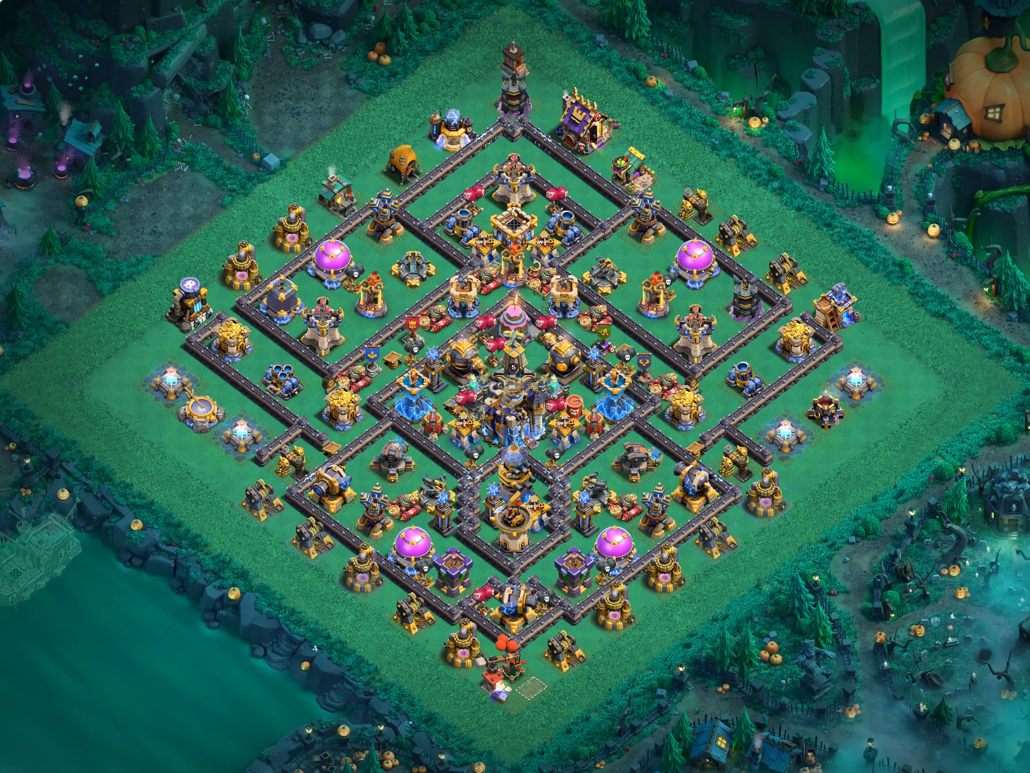 th18 hybrid base layout featuring the best town hall 18 hybrid base design for balanced defense and resource protection image no 03 2