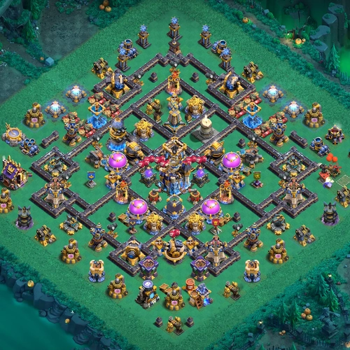 TH18 hybrid base layout featuring the best Town Hall 18 hybrid base design for balanced defense and resource protection Image no. 04-1