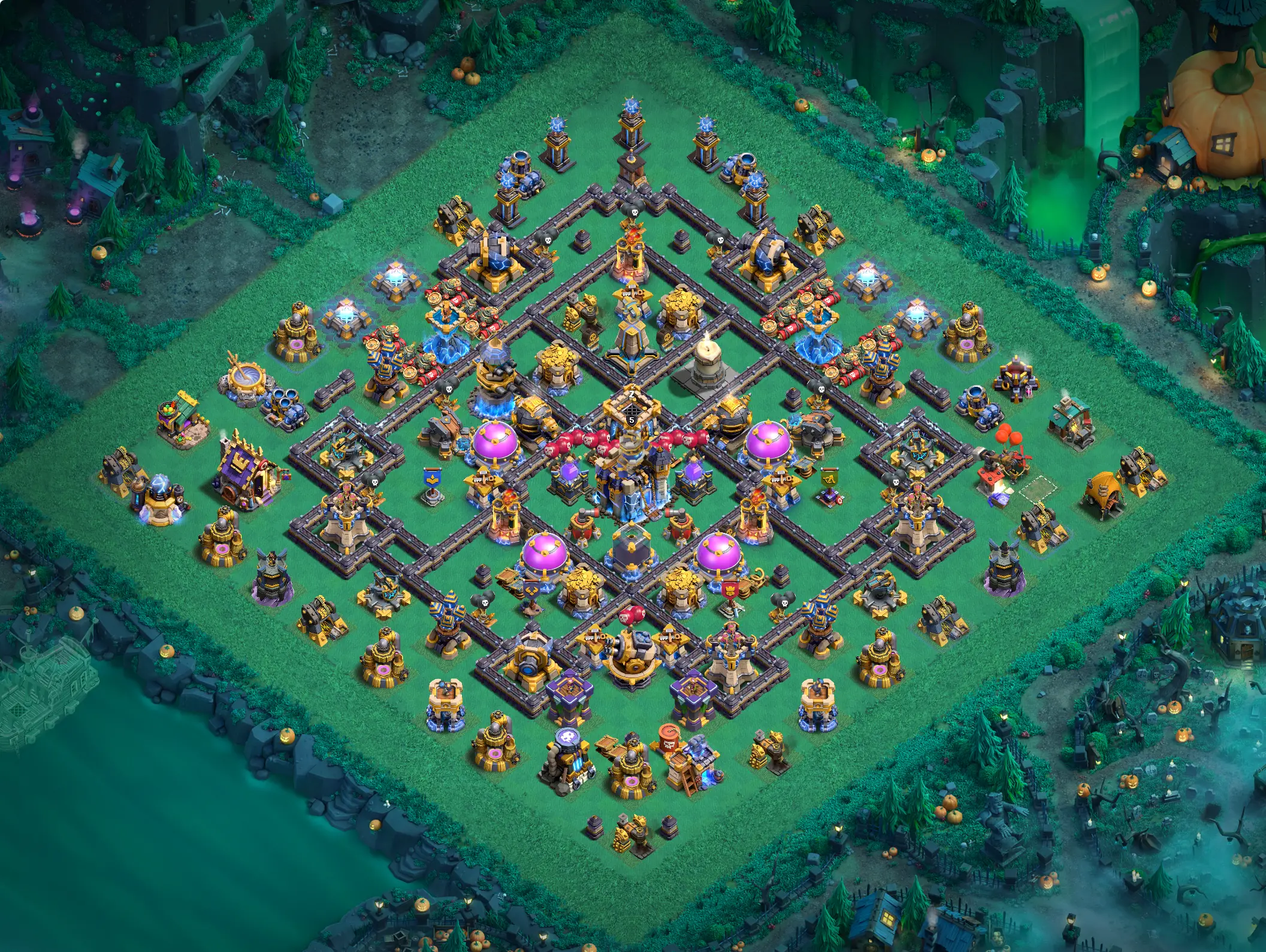th18 hybrid base layout featuring the best town hall 18 hybrid base design for balanced defense and resource protection image no 04 2