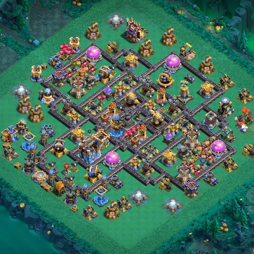 TH18 hybrid base layout featuring the best Town Hall 18 hybrid base design for balanced defense and resource protection Image no. 05-1