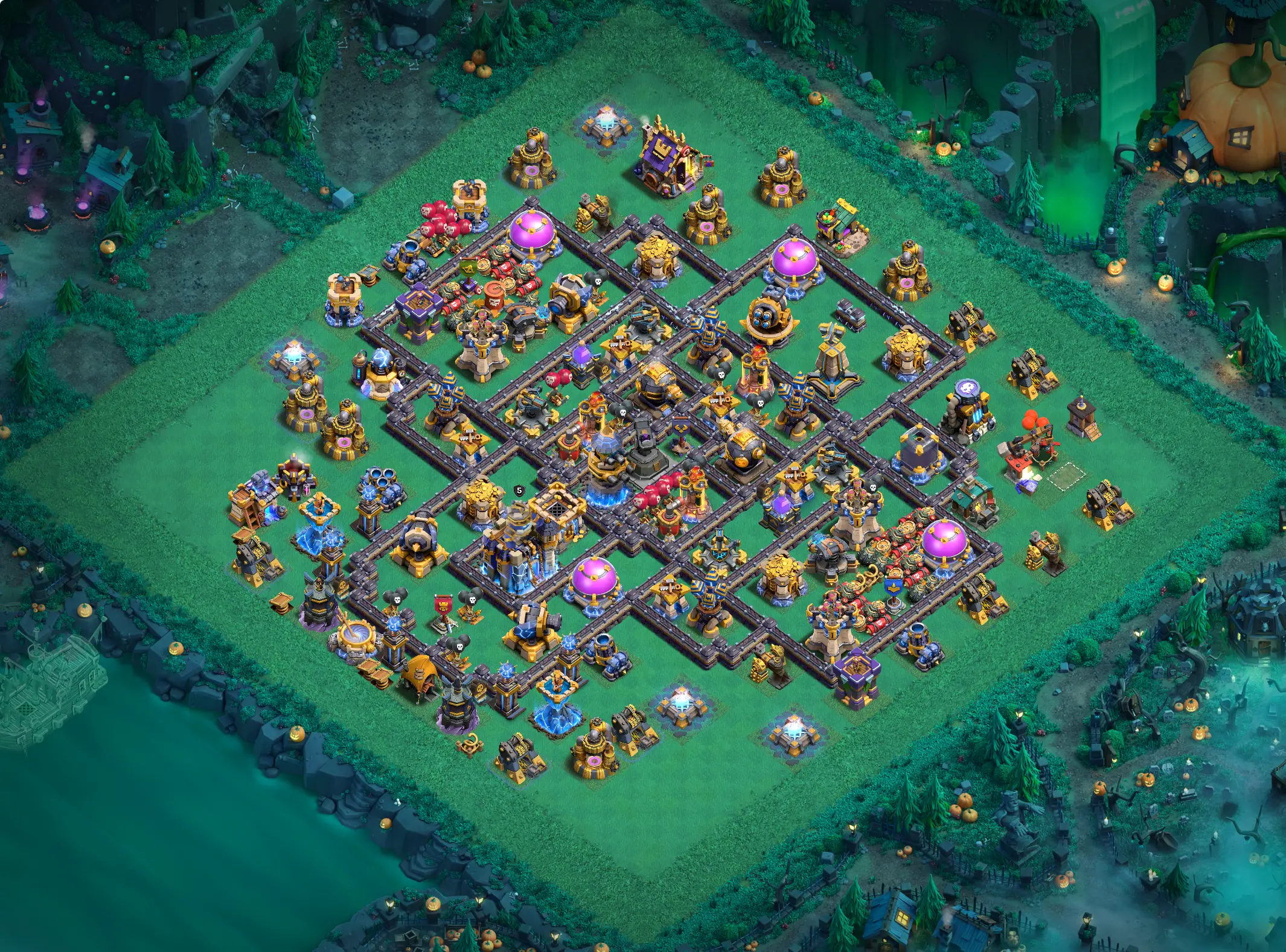 th18 hybrid base layout featuring the best town hall 18 hybrid base design for balanced defense and resource protection image no 05 2