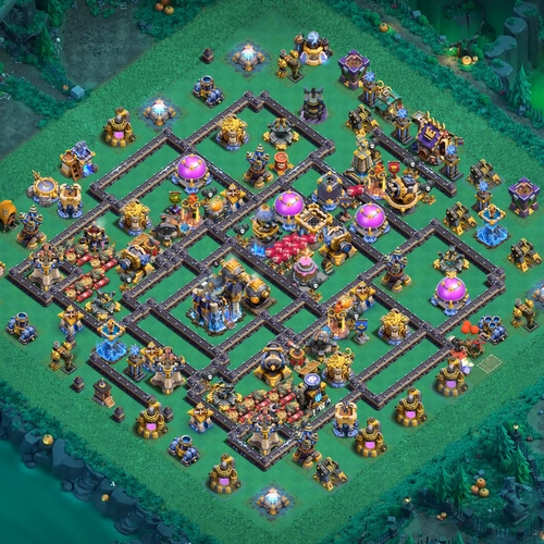 TH18 hybrid base layout featuring the best Town Hall 18 hybrid base design for balanced defense and resource protection Image no. 06-1