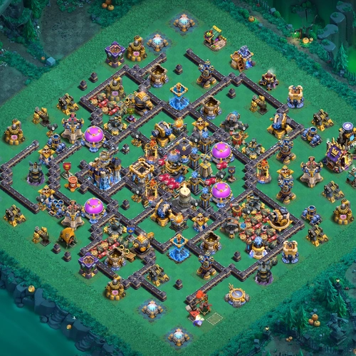 TH18 hybrid base layout featuring the best Town Hall 18 hybrid base design for balanced defense and resource protection Image no. 11-1