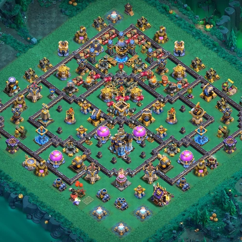 TH18 hybrid base layout featuring the best Town Hall 18 hybrid base design for balanced defense and resource protection Image no. 14-1