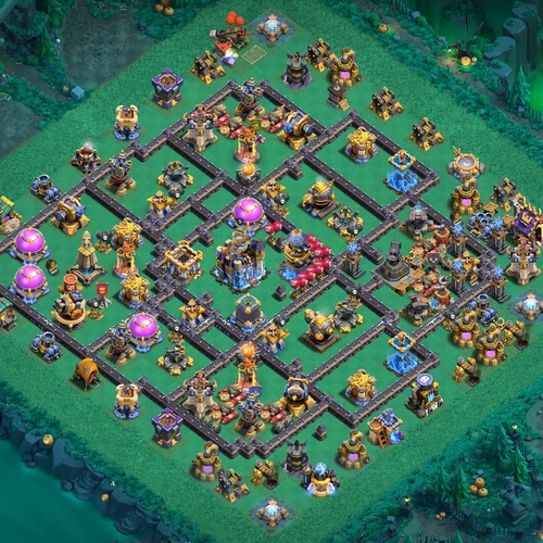 TH18 hybrid base layout featuring the best Town Hall 18 hybrid base design for balanced defense and resource protection Image no. 15-1
