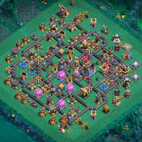 TH18 hybrid base layout featuring the best Town Hall 18 hybrid base design for balanced defense and resource protection Image no. 16-1