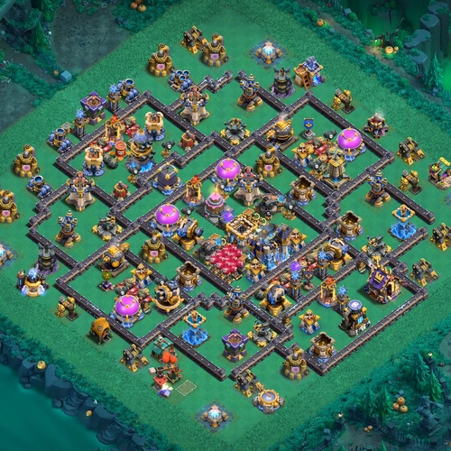 TH18 hybrid base layout featuring the best Town Hall 18 hybrid base design for balanced defense and resource protection Image no. 17-1