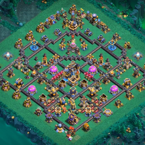 TH18 hybrid base layout featuring the best Town Hall 18 hybrid base design for balanced defense and resource protection Image no. 18-1