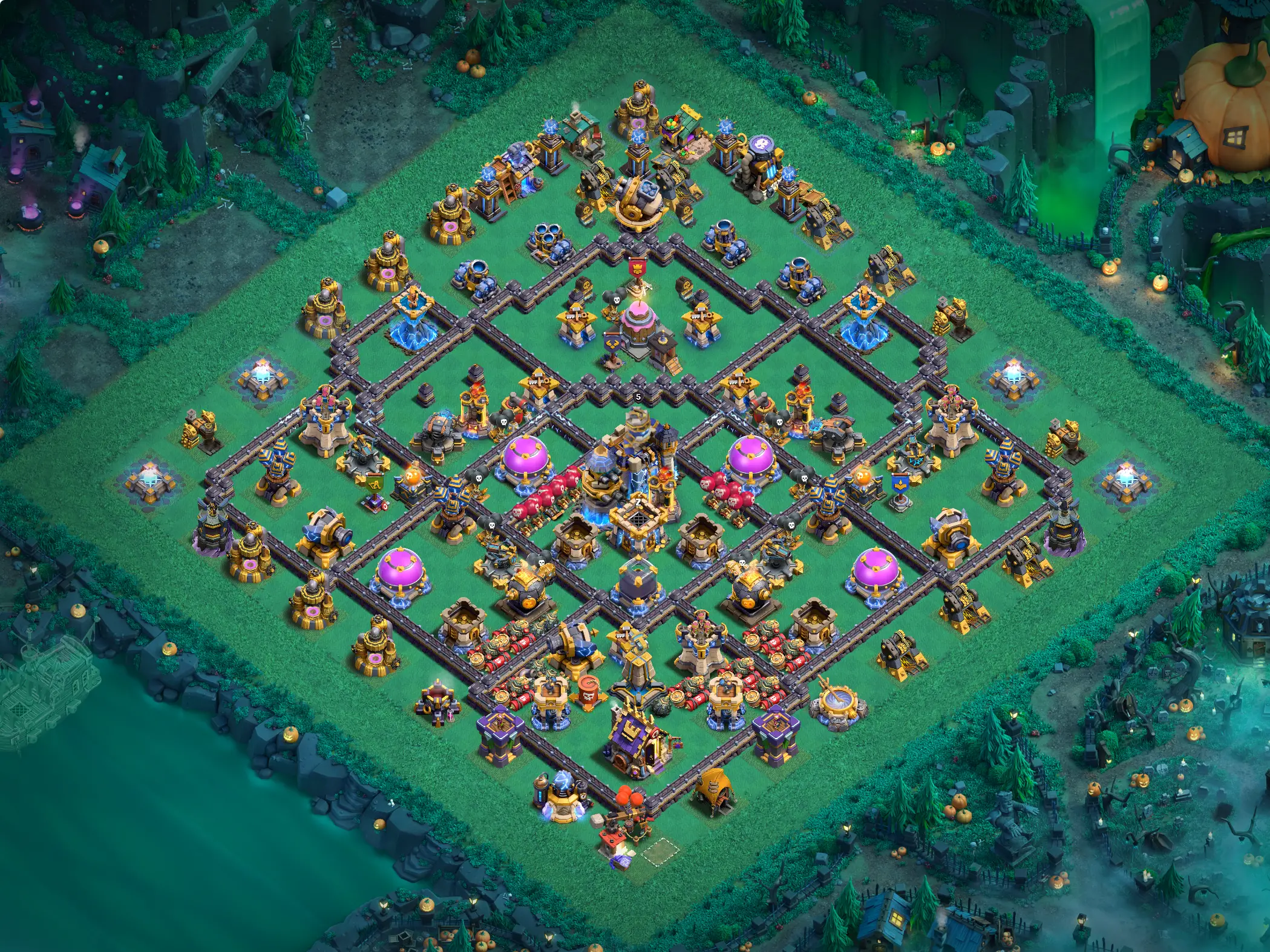 th18_hybrid_18 th18 hybrid base layout featuring the best town hall 18 hybrid base design for balanced defense and resource protection image no 18 2