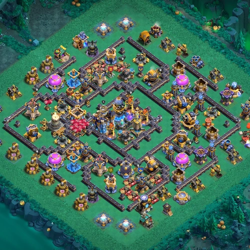 TH18 hybrid base layout featuring the best Town Hall 18 hybrid base design for balanced defense and resource protection Image no. 20-1