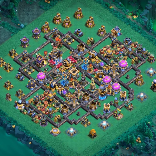 TH18 hybrid base layout featuring the best Town Hall 18 hybrid base design for balanced defense and resource protection Image no. 21-1